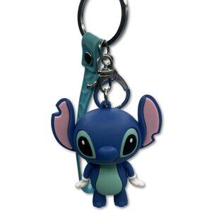 Disney Stitch Character Keychain, 4 Inch Blue Figure with Teal Strap